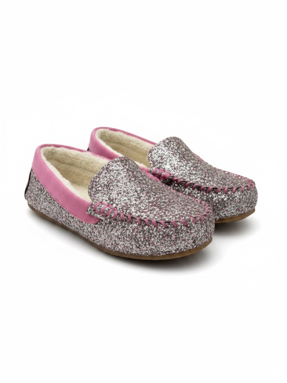 Lands’ End Glitter Moccasin Slippers